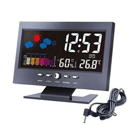 China Multificational Colorful LED Display Screen Digital Weather Station Clock for Home Bedroom with Backlight supplier